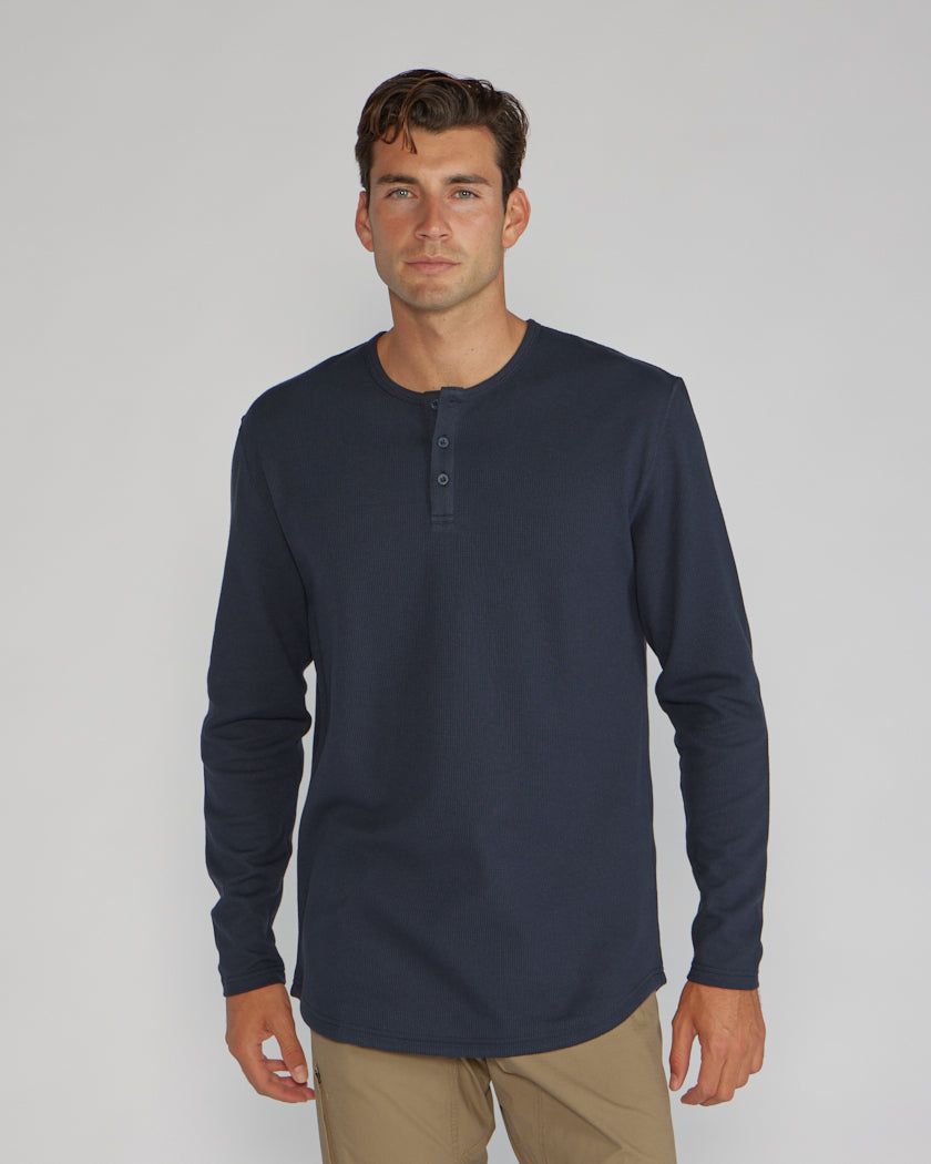 Thermal Henley Drop-Cut Long Sleeve