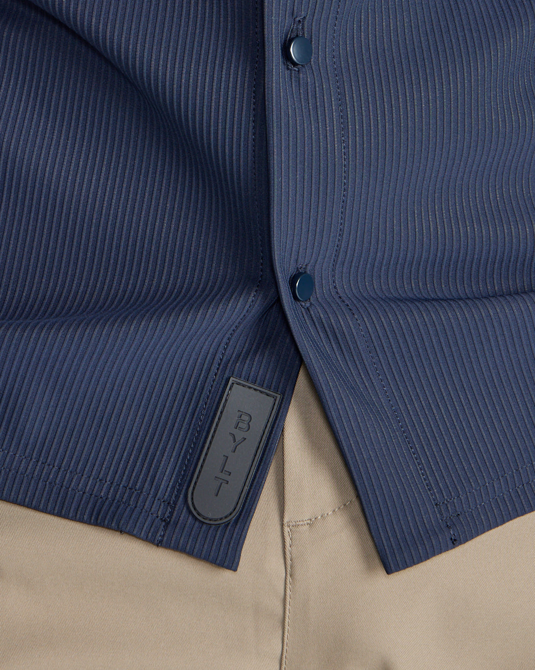 Ribbed+ Long Sleeve Button Down