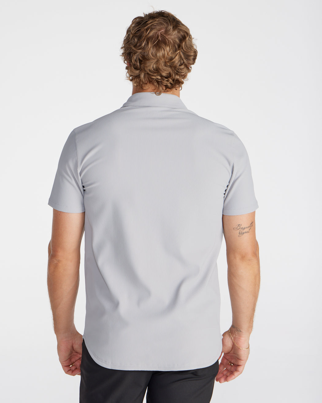 Ribbed+ Short Sleeve Button Down