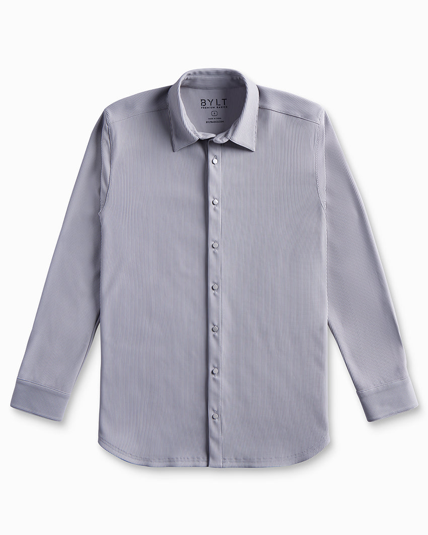 Ribbed+ Long Sleeve Button Down