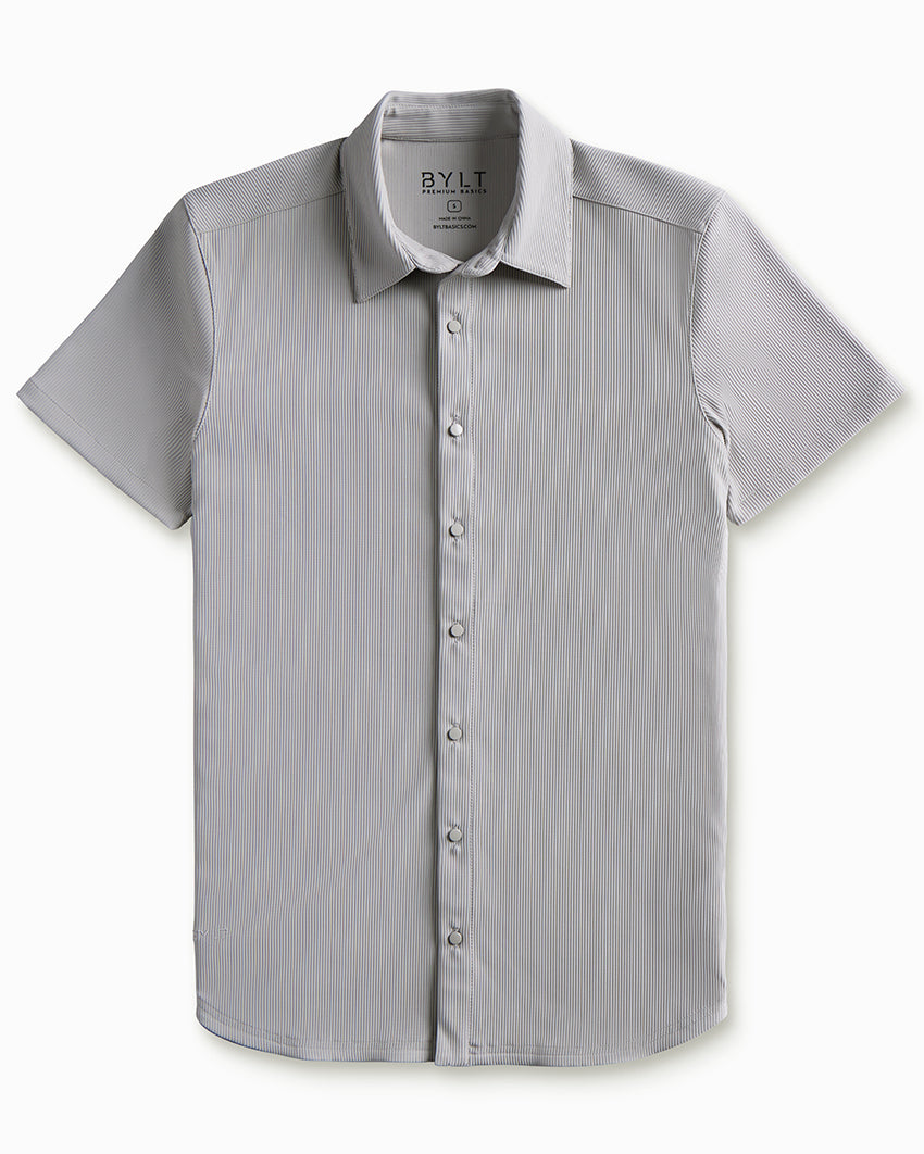 Ribbed+ Short Sleeve Button Down
