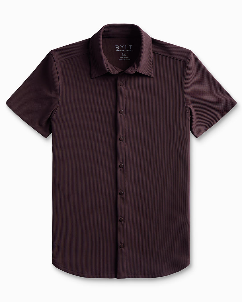 Ribbed+ Short Sleeve Button Down