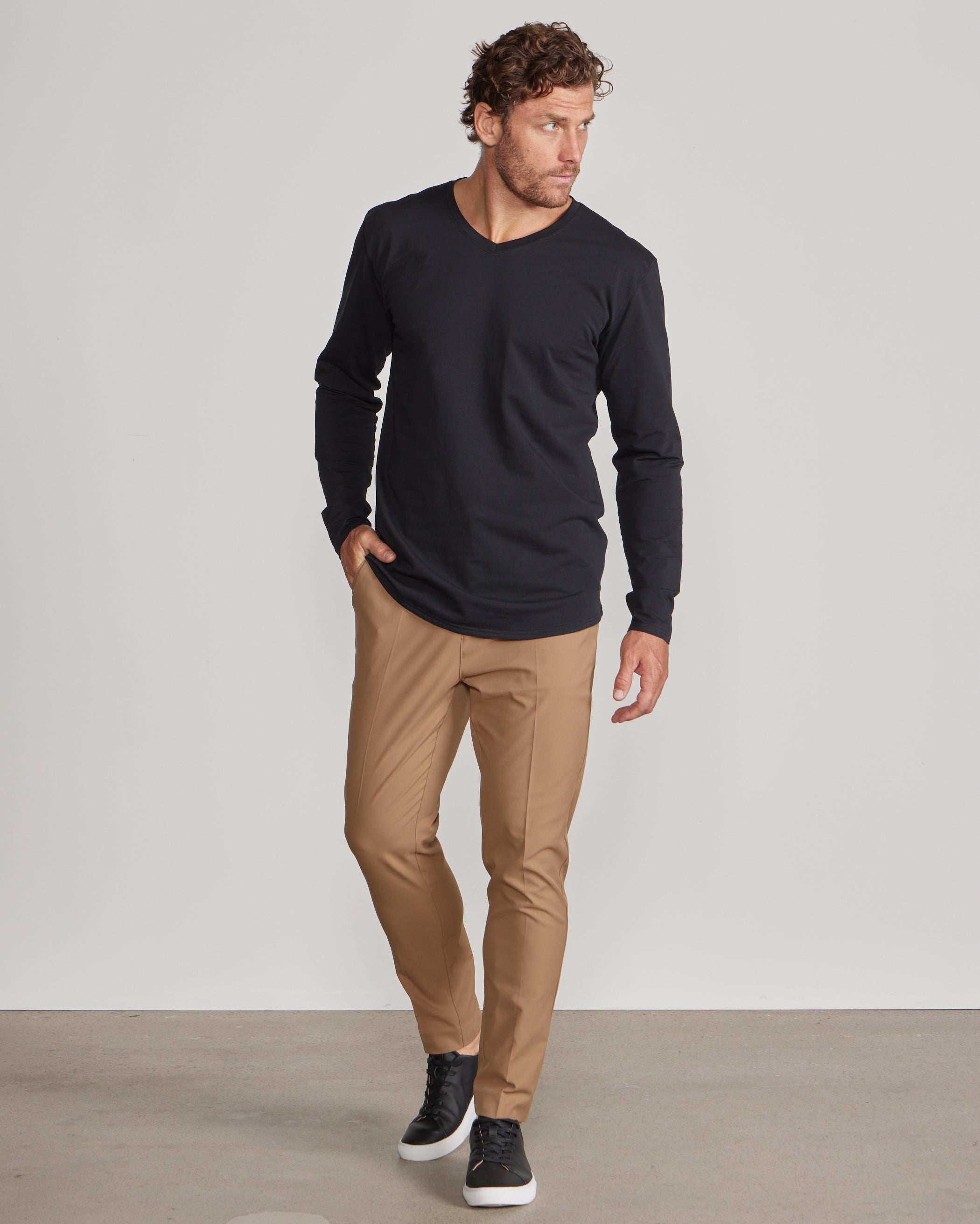 V-Neck Long Sleeve Drop-Cut: LUX