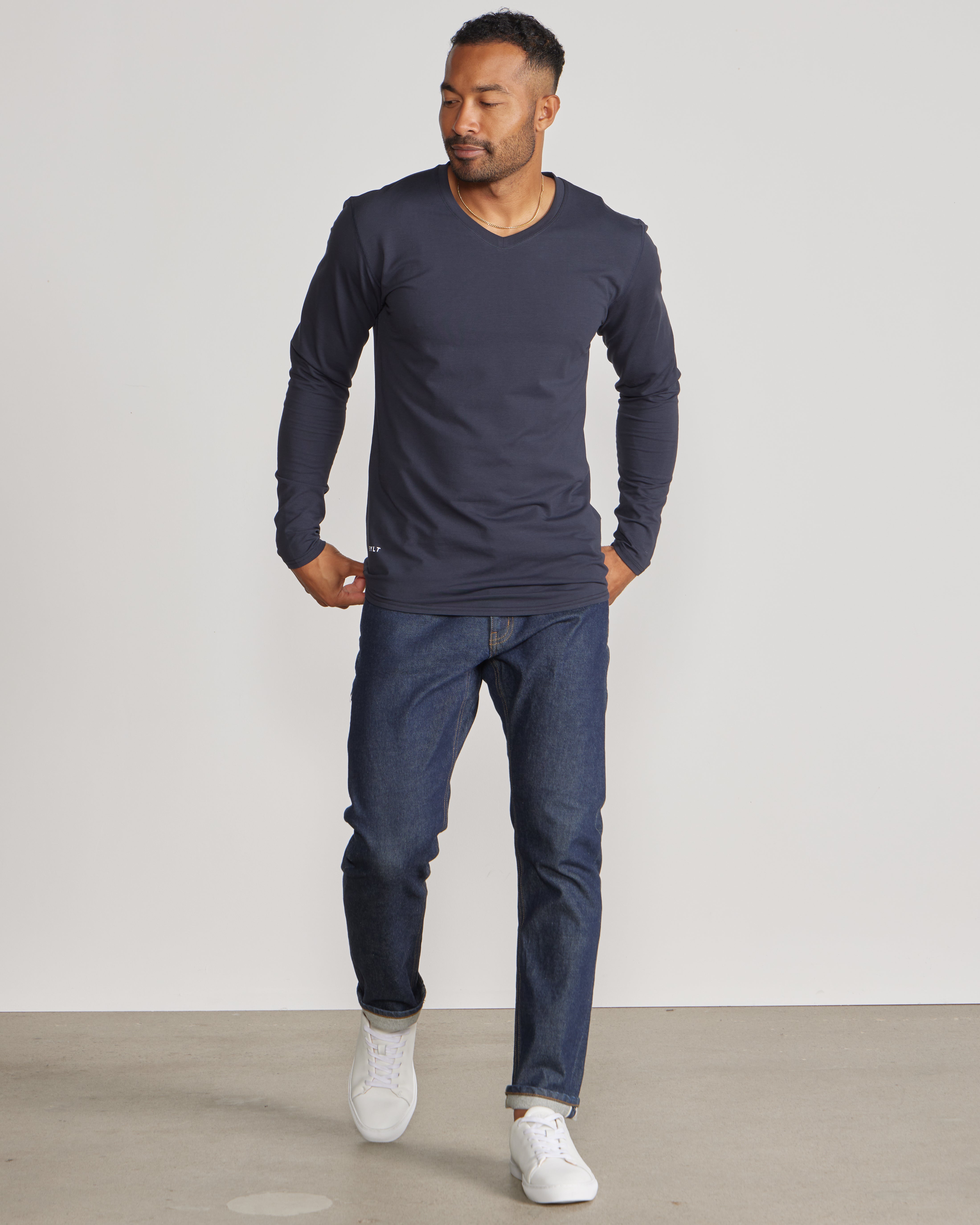 V-Neck Long Sleeve Drop-Cut: LUX
