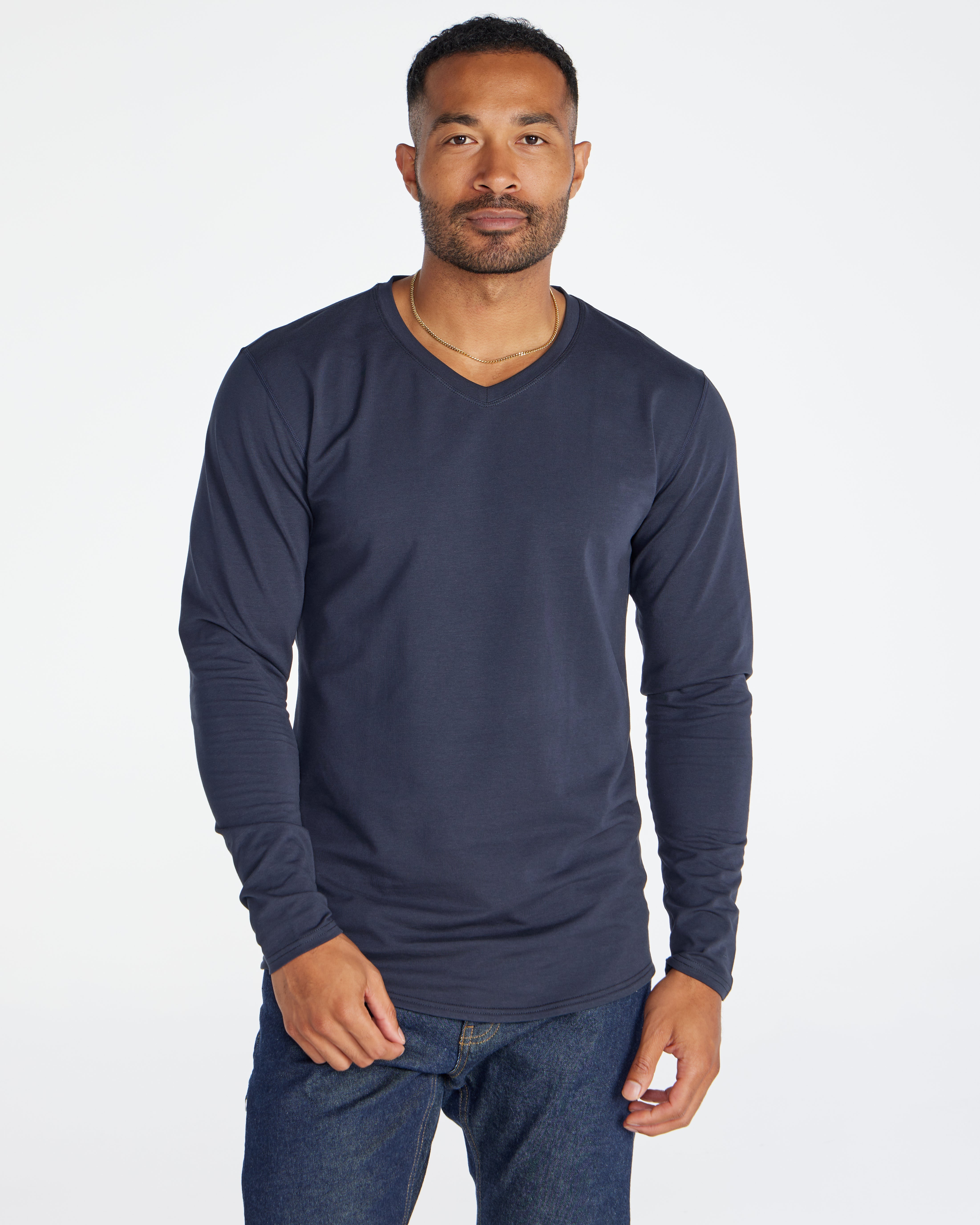V-Neck Long Sleeve Drop-Cut: LUX