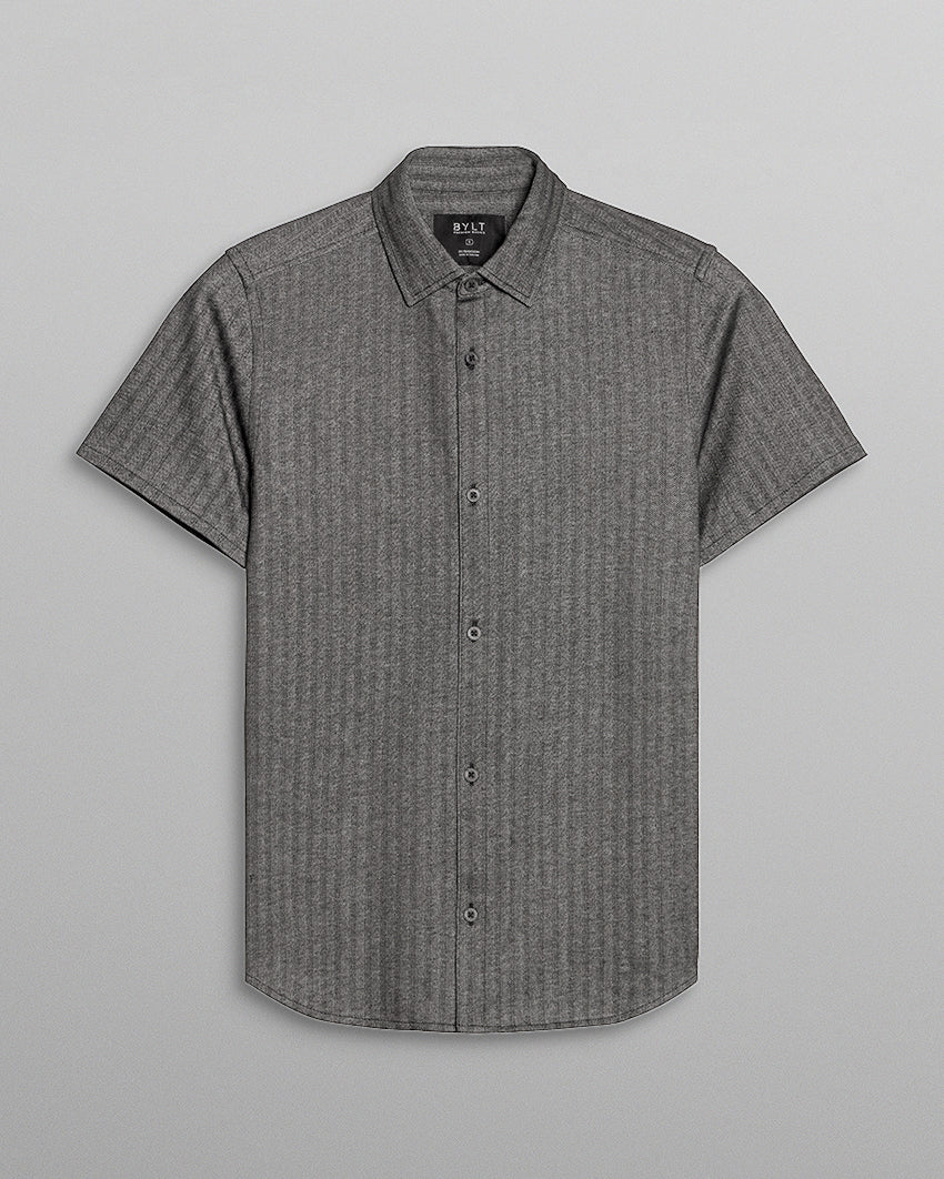 Herringbone Short Sleeve Button Down
