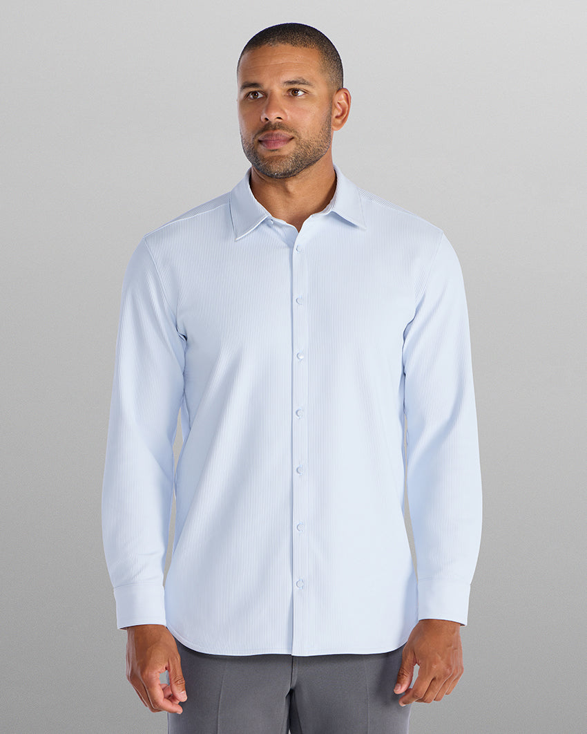 Ribbed+ Long Sleeve Button Down