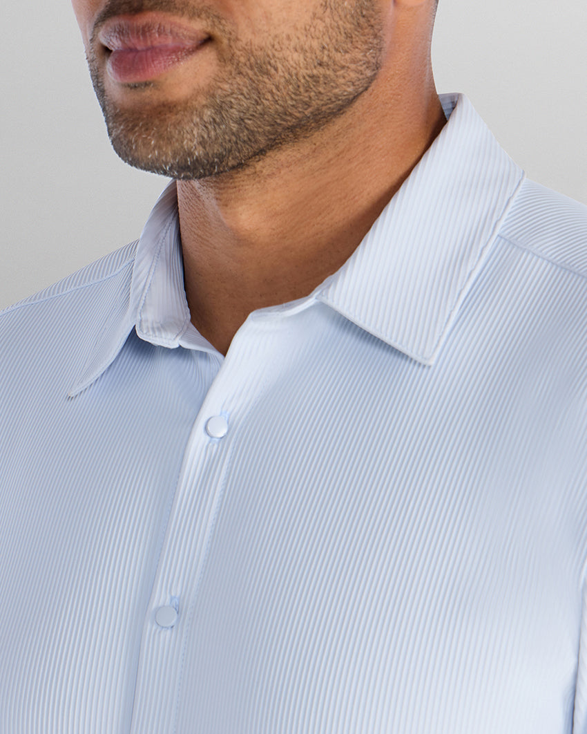 Ribbed+ Long Sleeve Button Down