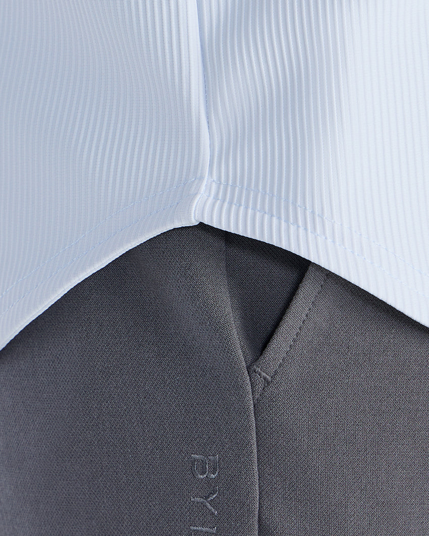 Ribbed+ Long Sleeve Button Down