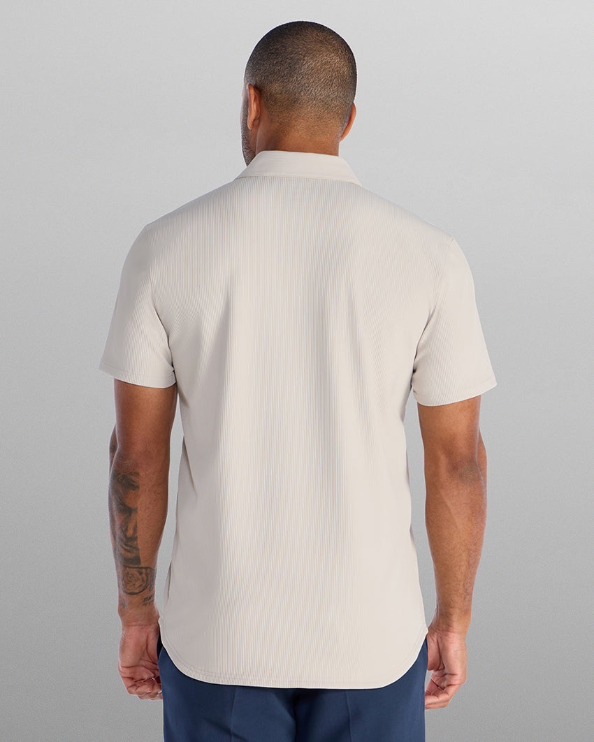 Ribbed+ Short Sleeve Button Down