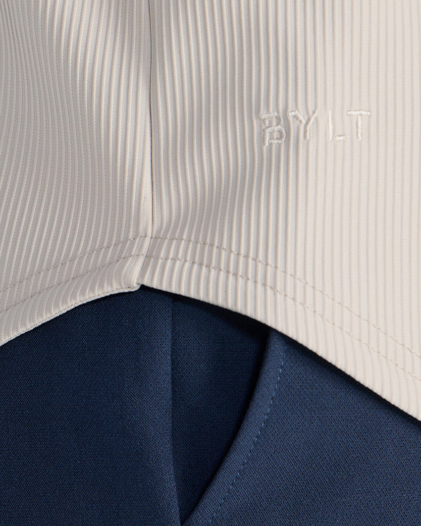 Ribbed+ Short Sleeve Button Down