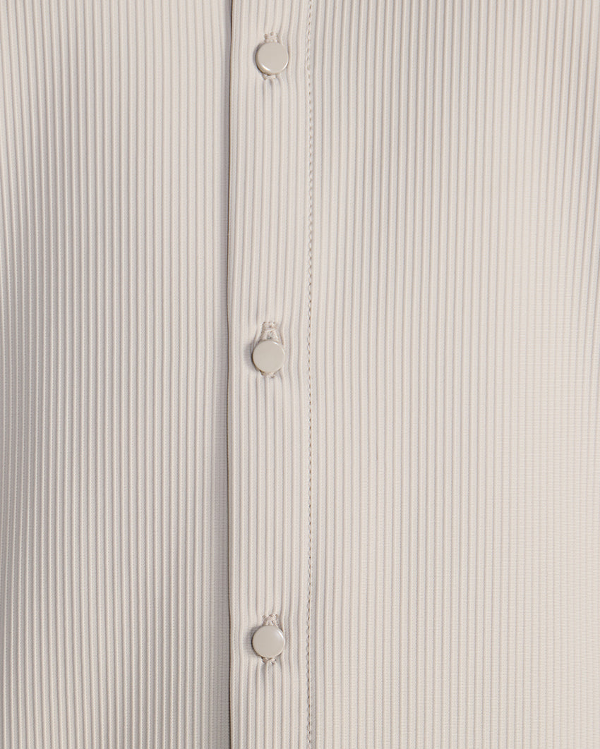 Ribbed+ Short Sleeve Button Down