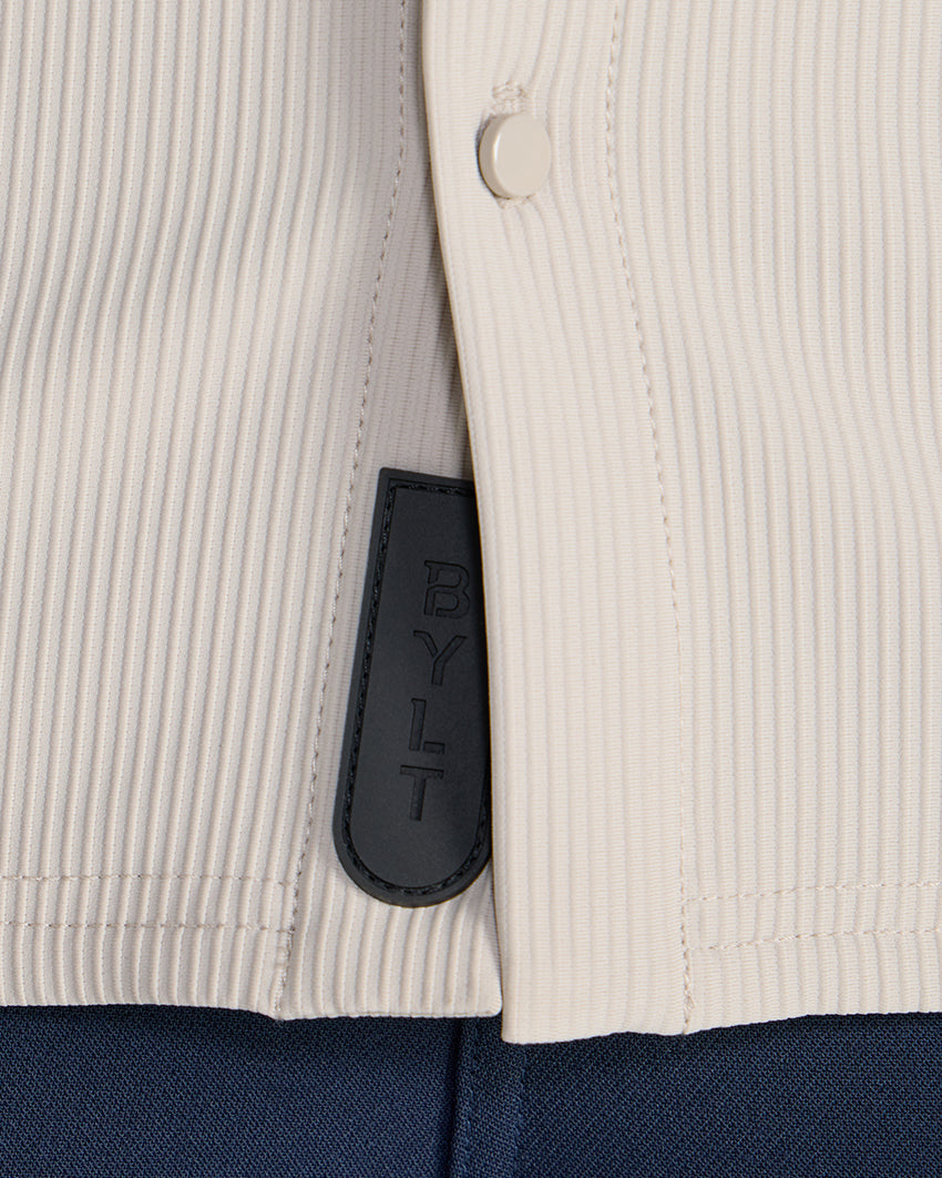 Ribbed+ Short Sleeve Button Down