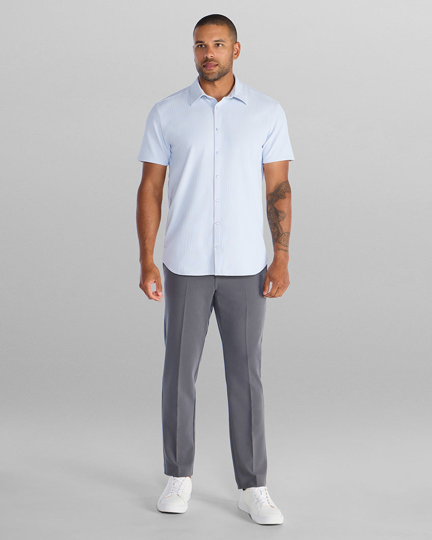 Ribbed+ Short Sleeve Button Down