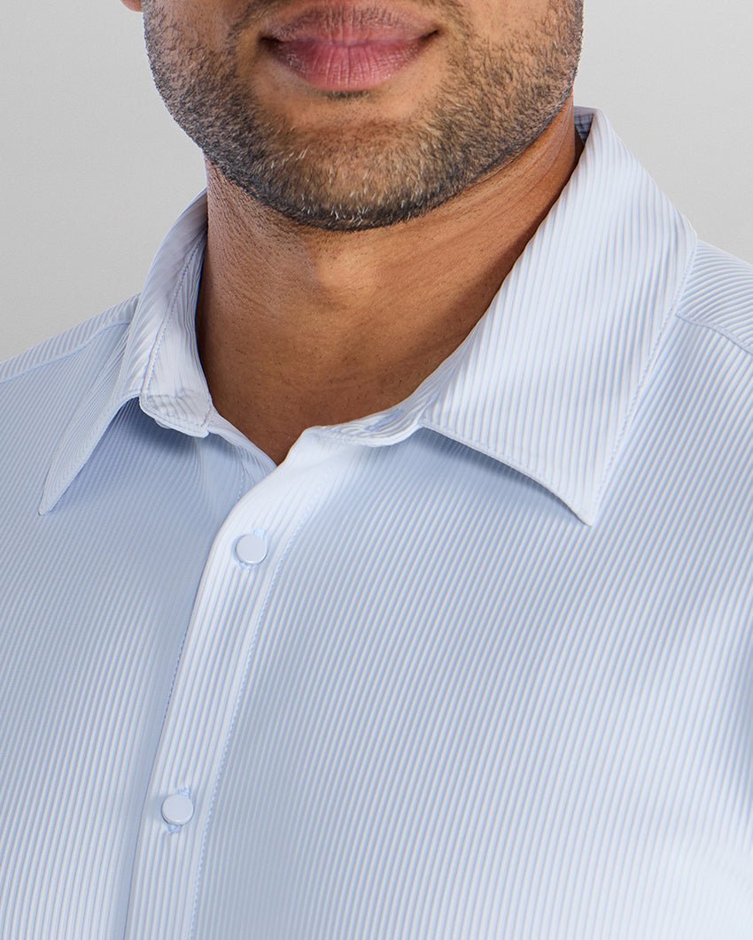 Ribbed+ Short Sleeve Button Down