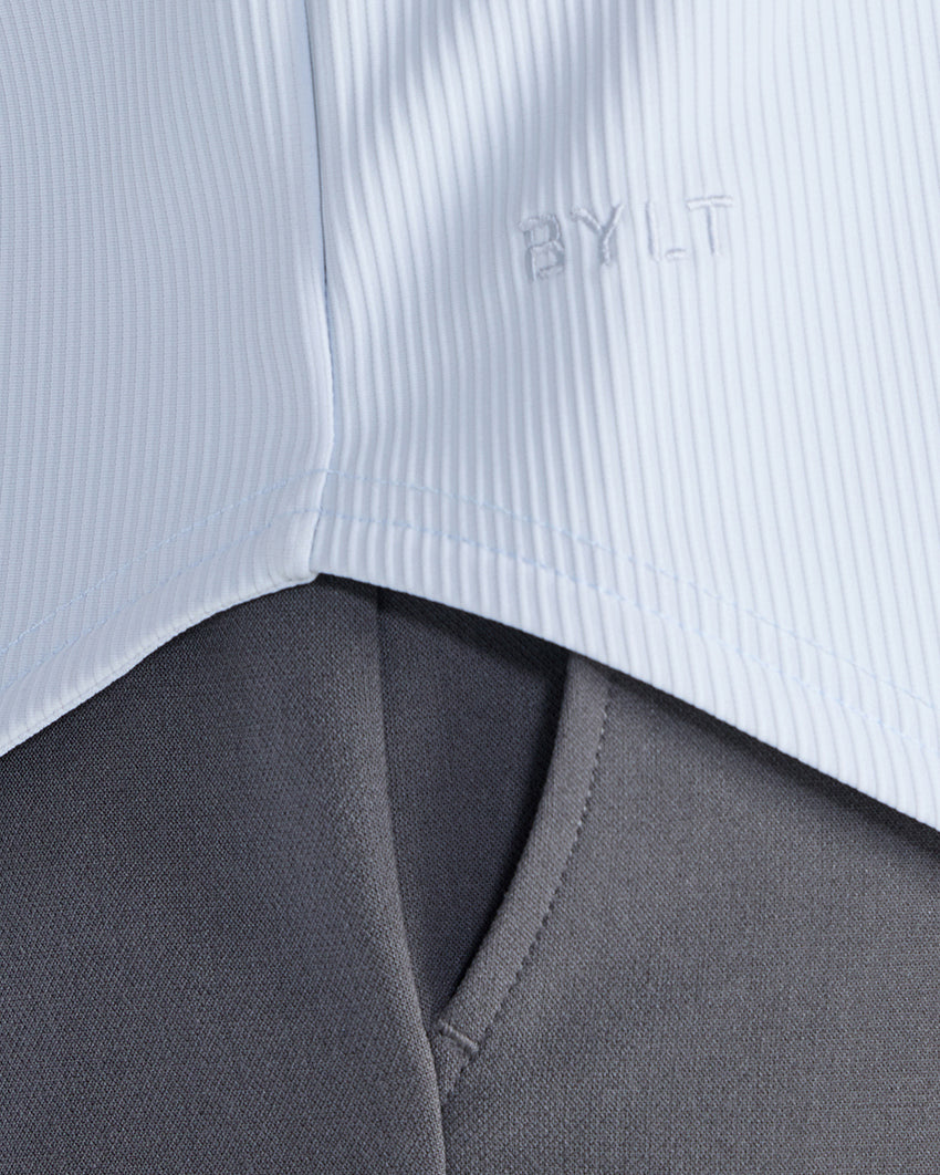 Ribbed+ Short Sleeve Button Down