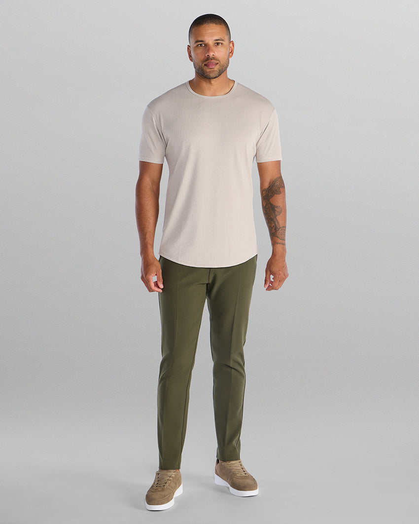 Ribbed Short Sleeve Drop-Cut