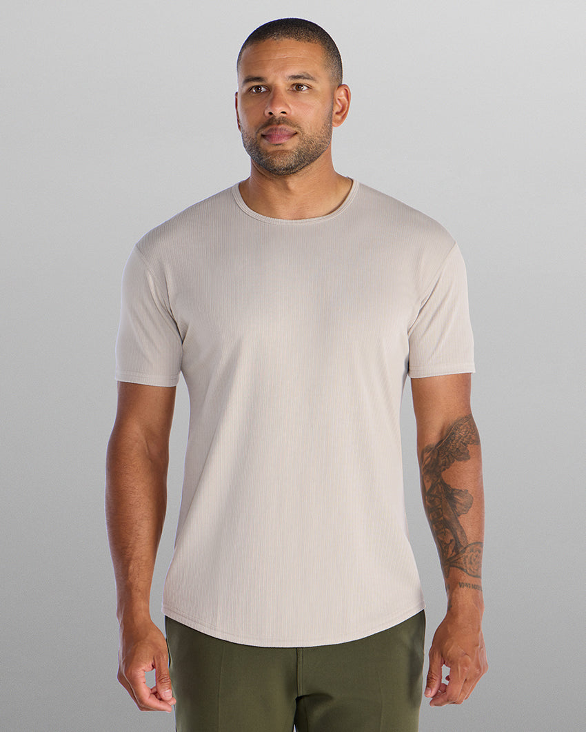 Ribbed Short Sleeve Drop-Cut