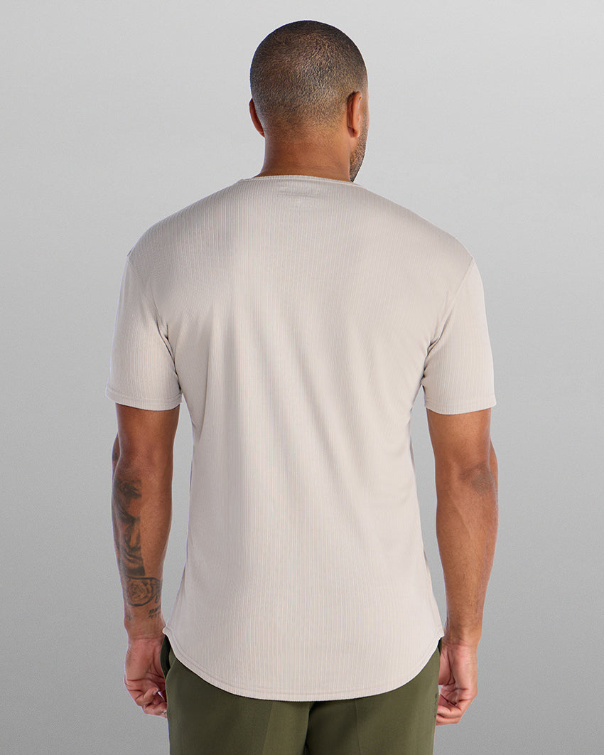 Ribbed Short Sleeve Drop-Cut