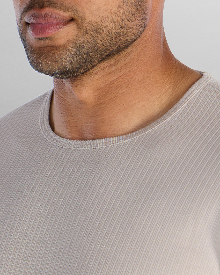 Ribbed Short Sleeve Drop-Cut