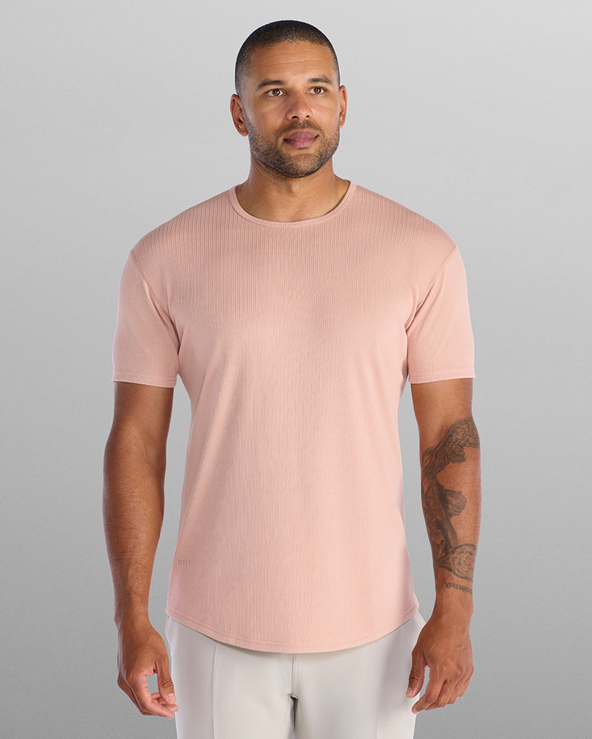 Ribbed Short Sleeve Drop-Cut