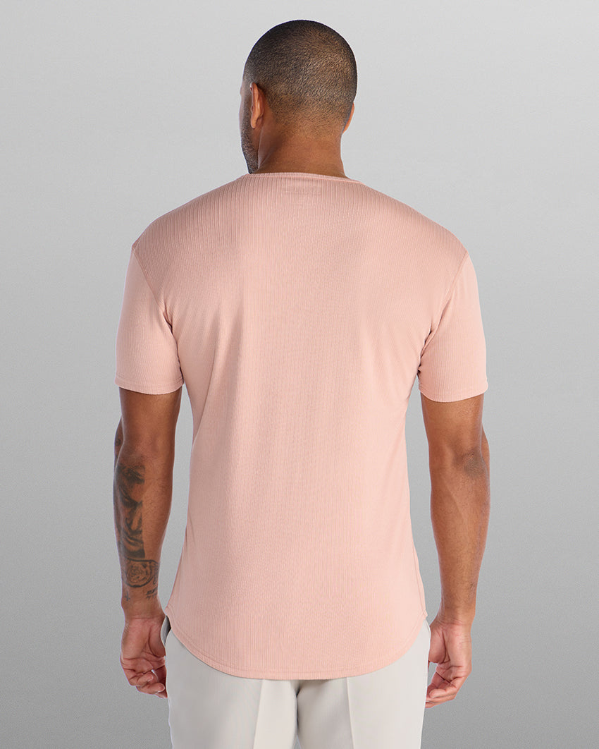 Ribbed Short Sleeve Drop-Cut