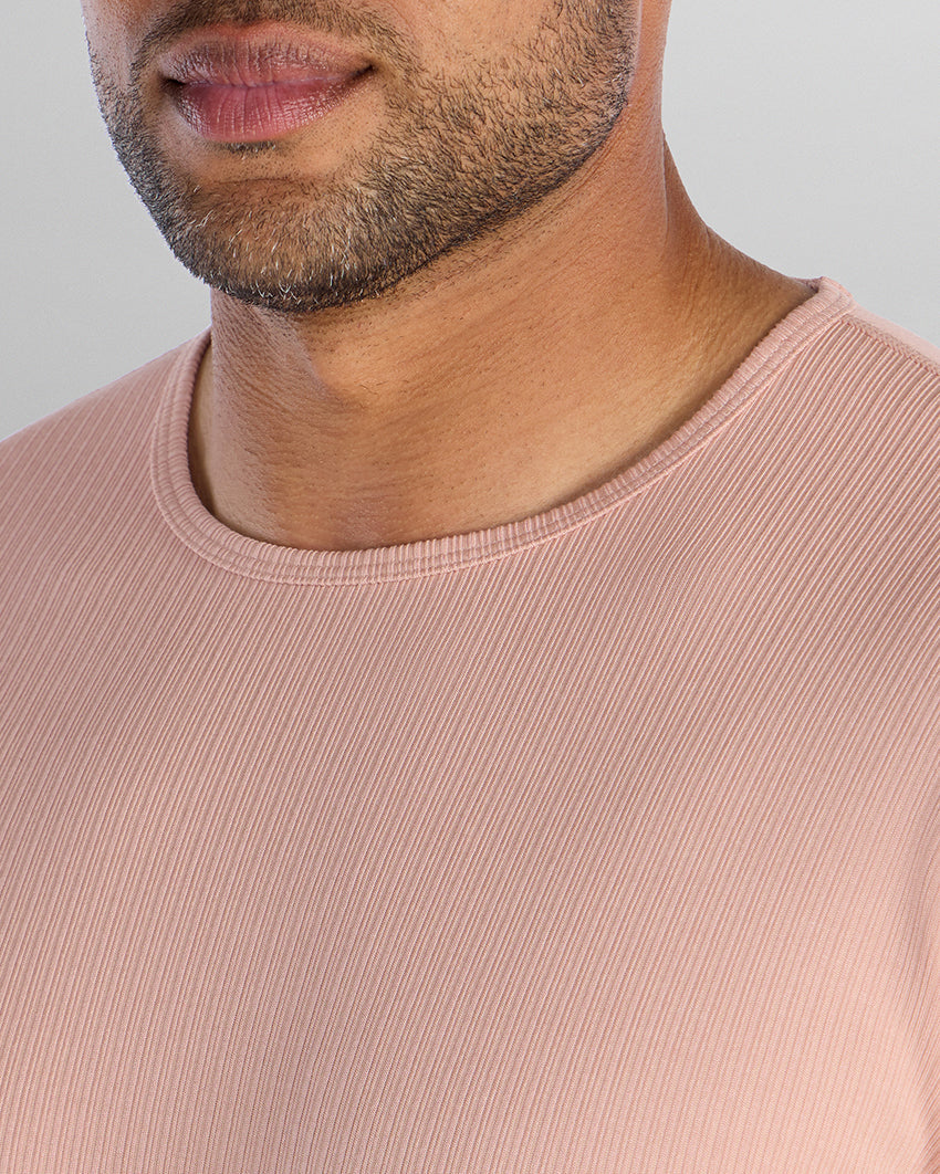 Ribbed Short Sleeve Drop-Cut