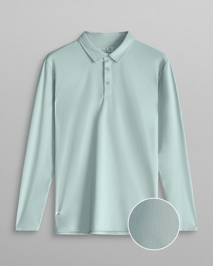 Pulse Long Sleeve Split-Hem Polo
