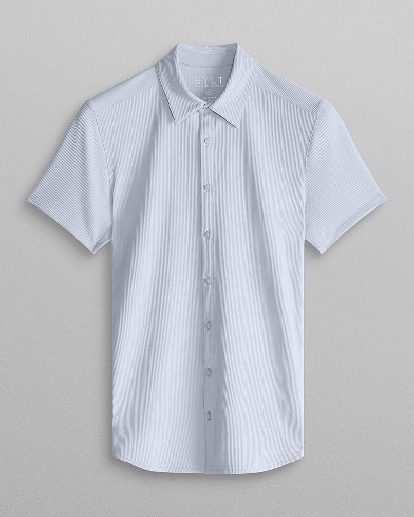 Ribbed+ Short Sleeve Button Down