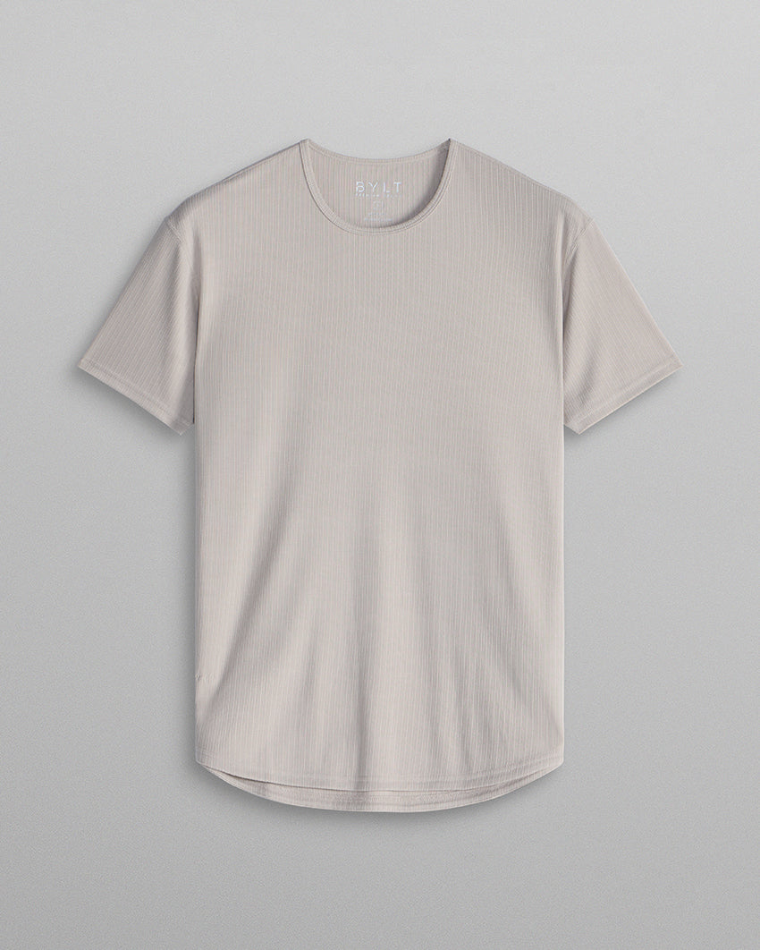 Ribbed Short Sleeve Drop-Cut