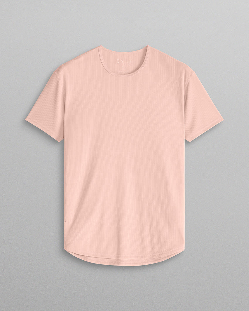 Ribbed Short Sleeve Drop-Cut