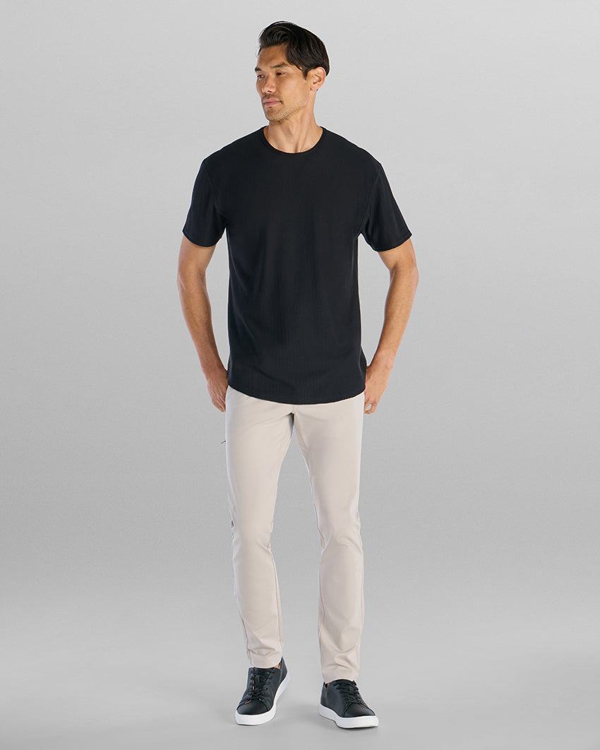 Brushed Herringbone Short Sleeve Drop- Cut