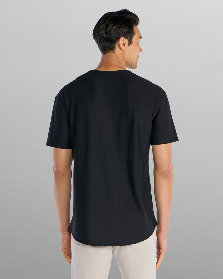 Brushed Herringbone Short Sleeve Drop- Cut