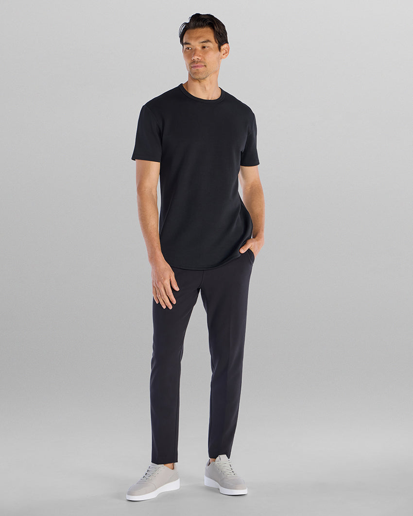 Micro Rib Short Sleeve Drop-Cut