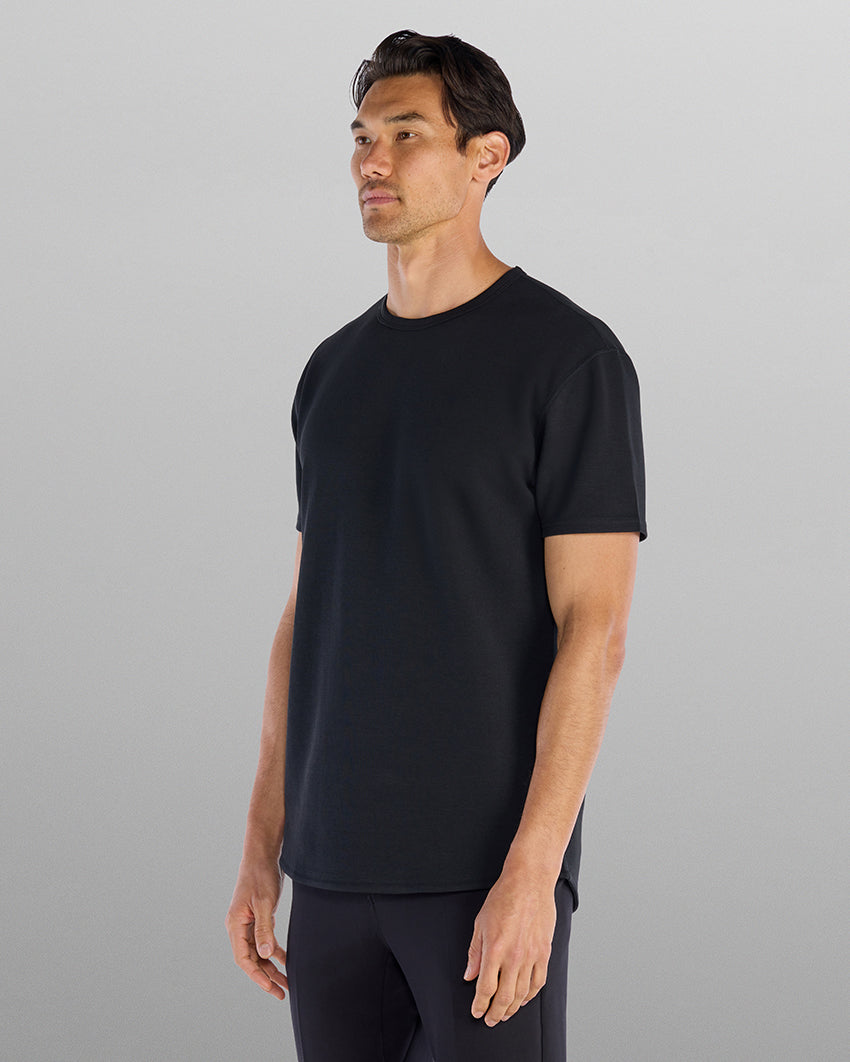 Micro Rib Short Sleeve Drop-Cut