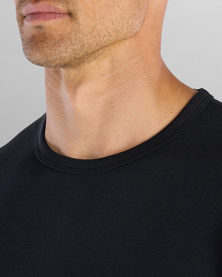 Micro Rib Short Sleeve Drop-Cut
