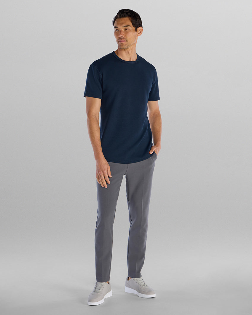 Micro Rib Short Sleeve Drop-Cut