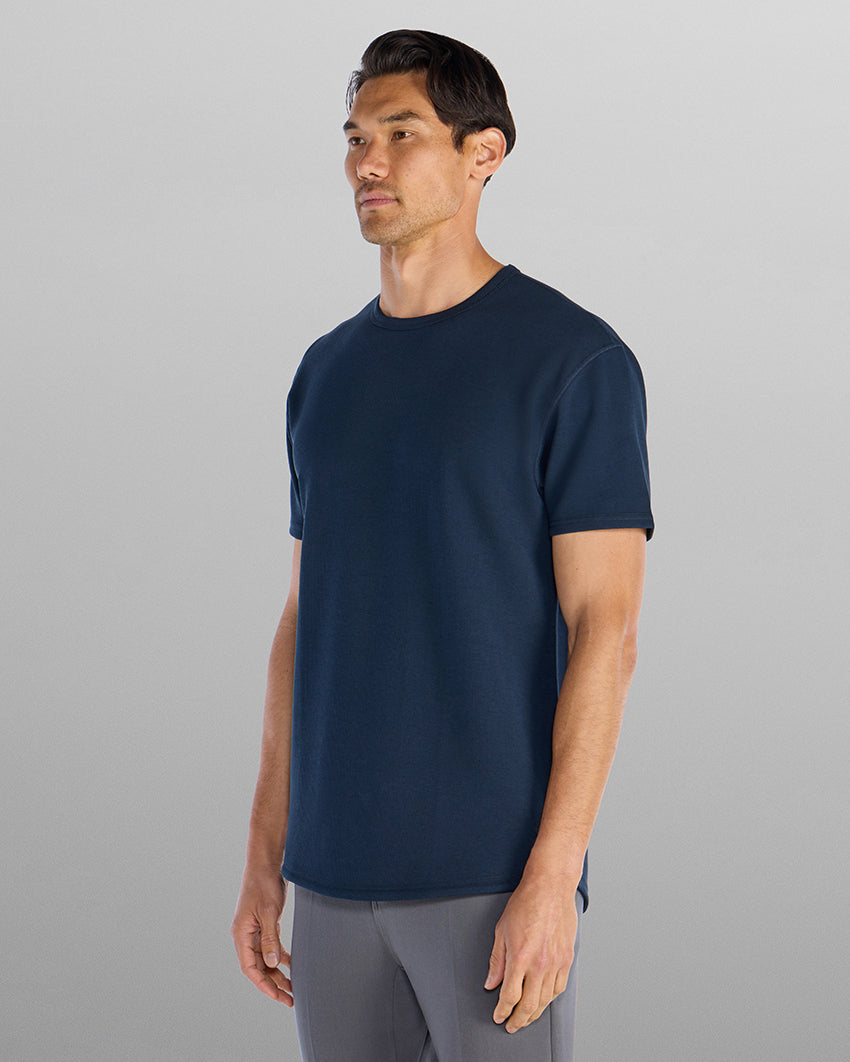 Micro Rib Short Sleeve Drop-Cut