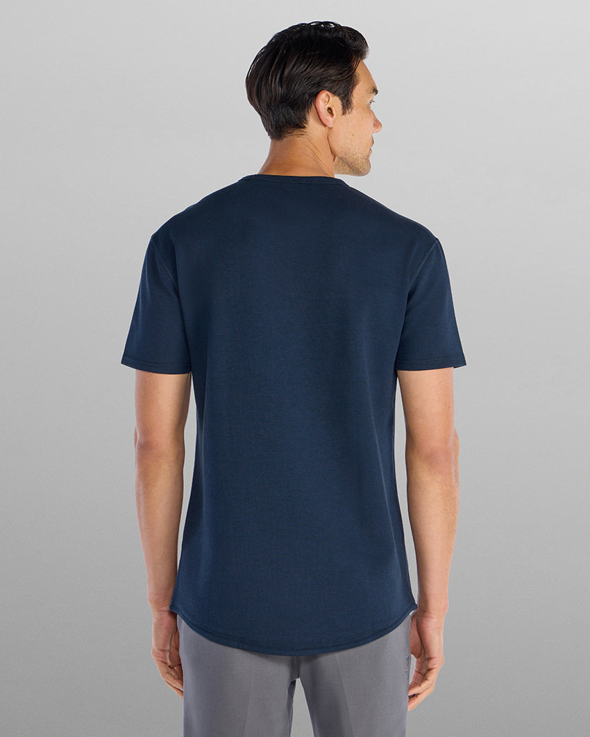 Micro Rib Short Sleeve Drop-Cut