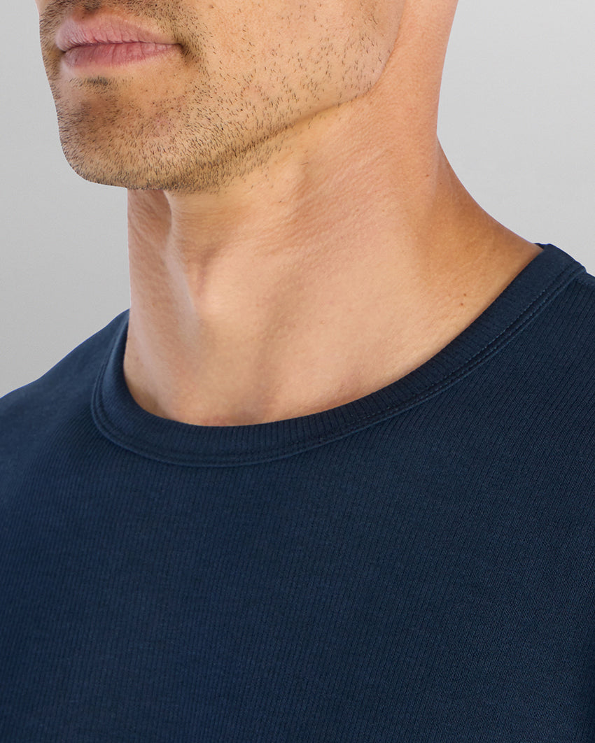 Micro Rib Short Sleeve Drop-Cut
