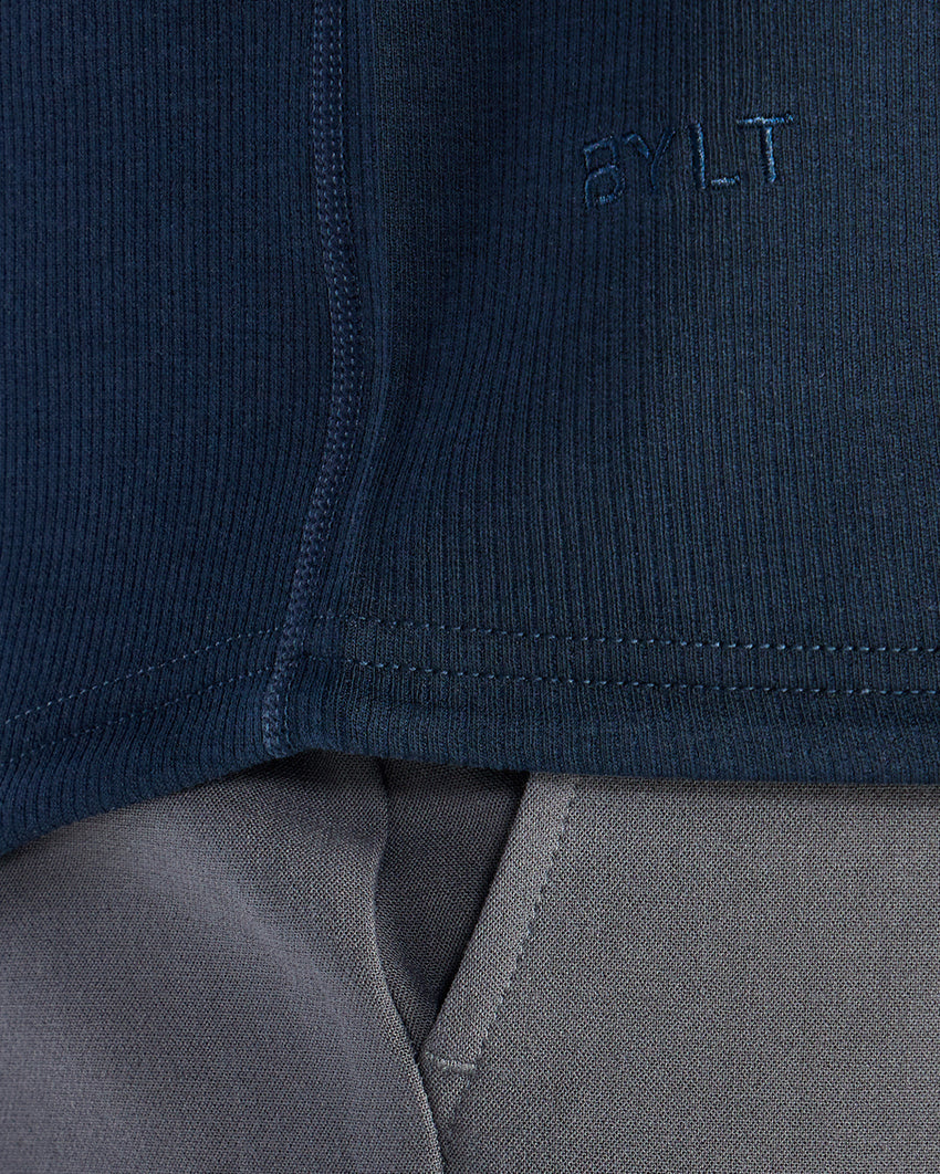 Micro Rib Short Sleeve Drop-Cut