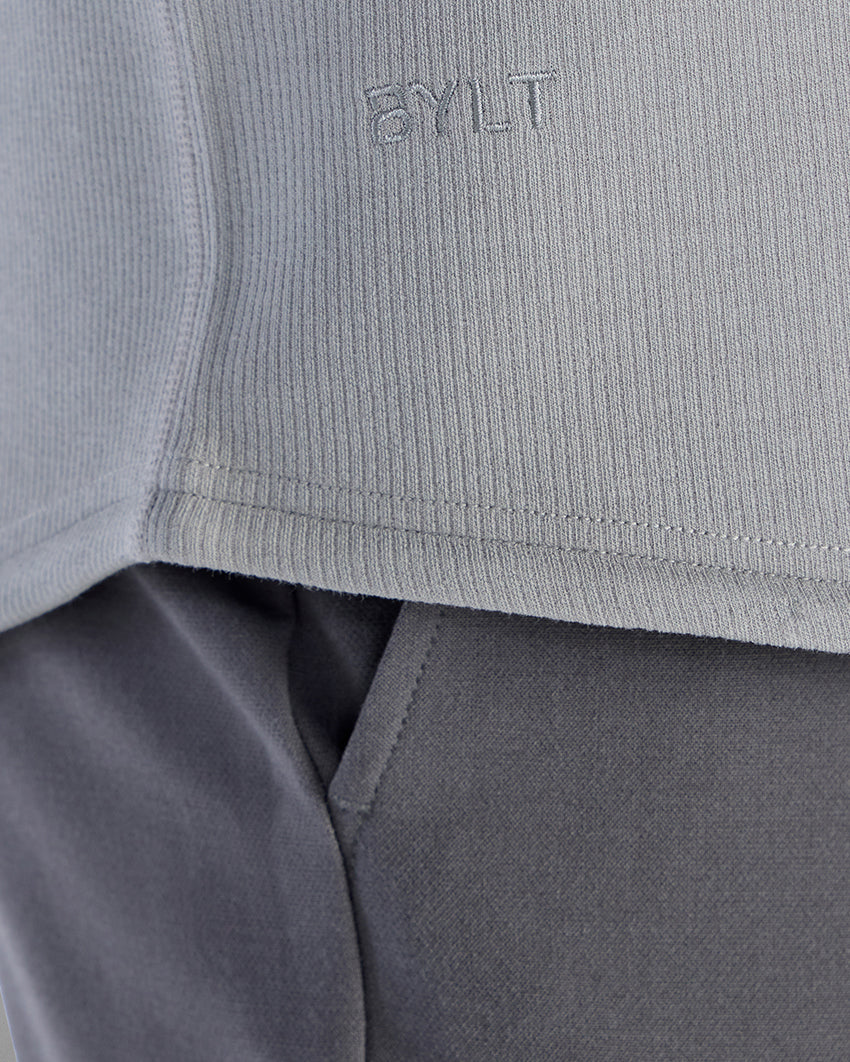 Micro Rib Short Sleeve Drop-Cut