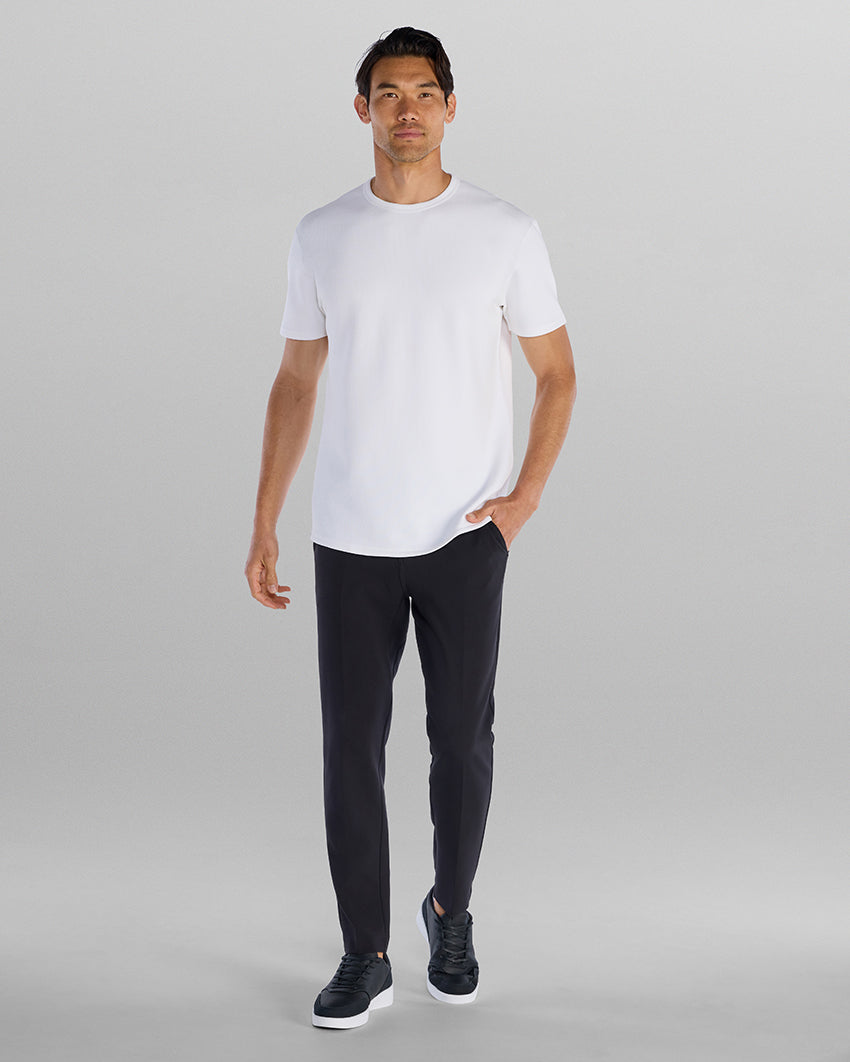Micro Rib Short Sleeve Drop-Cut