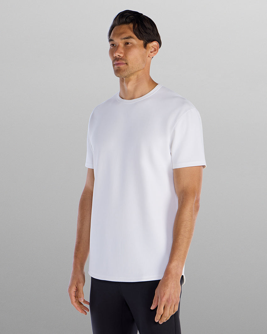 Micro Rib Short Sleeve Drop-Cut