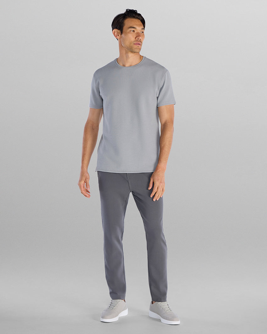 Micro Rib Short Sleeve Split-Hem