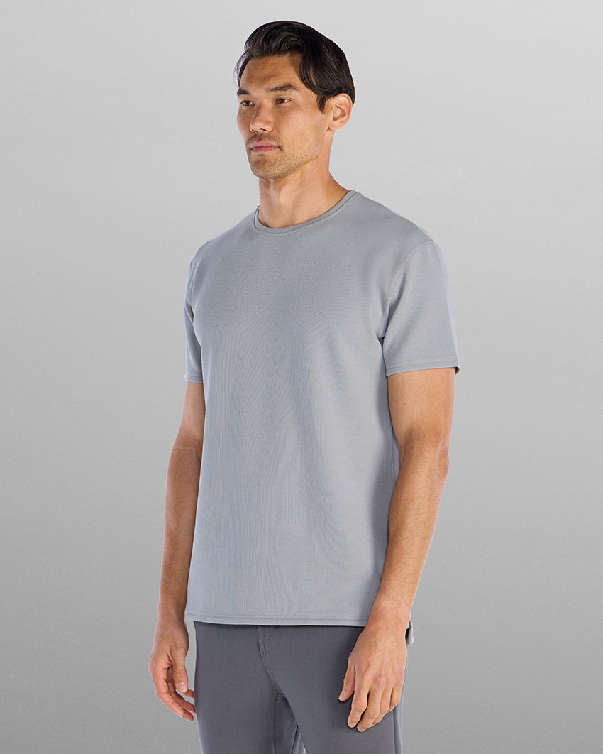 Micro Rib Short Sleeve Split-Hem