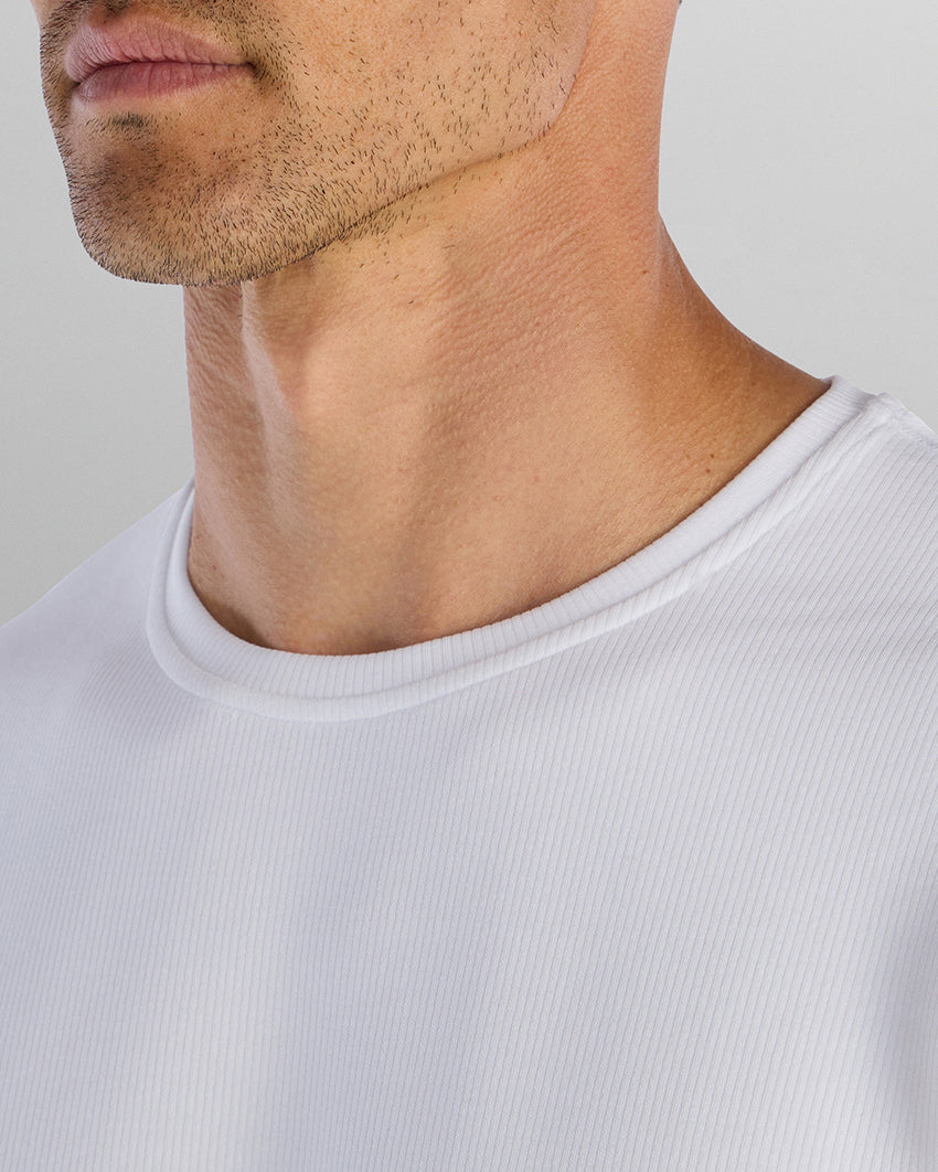 Micro Rib Short Sleeve Split-Hem