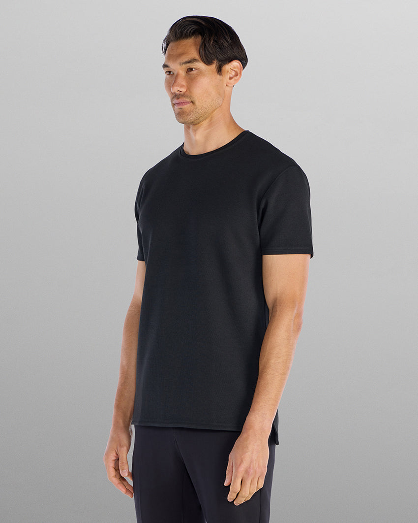 Micro Rib Short Sleeve Split-Hem
