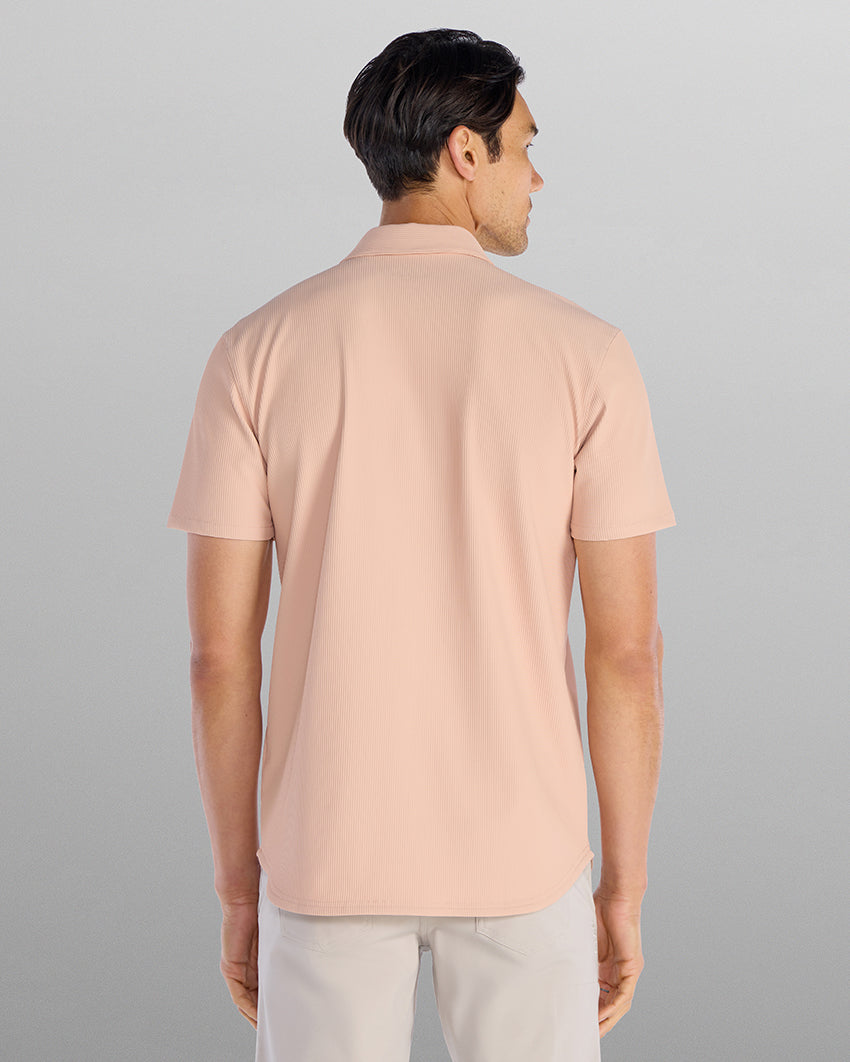 Ribbed+ Short Sleeve Button Down
