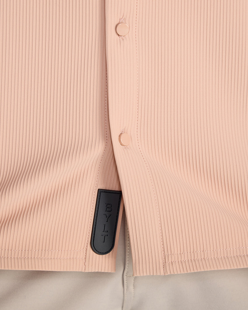 Ribbed+ Short Sleeve Button Down